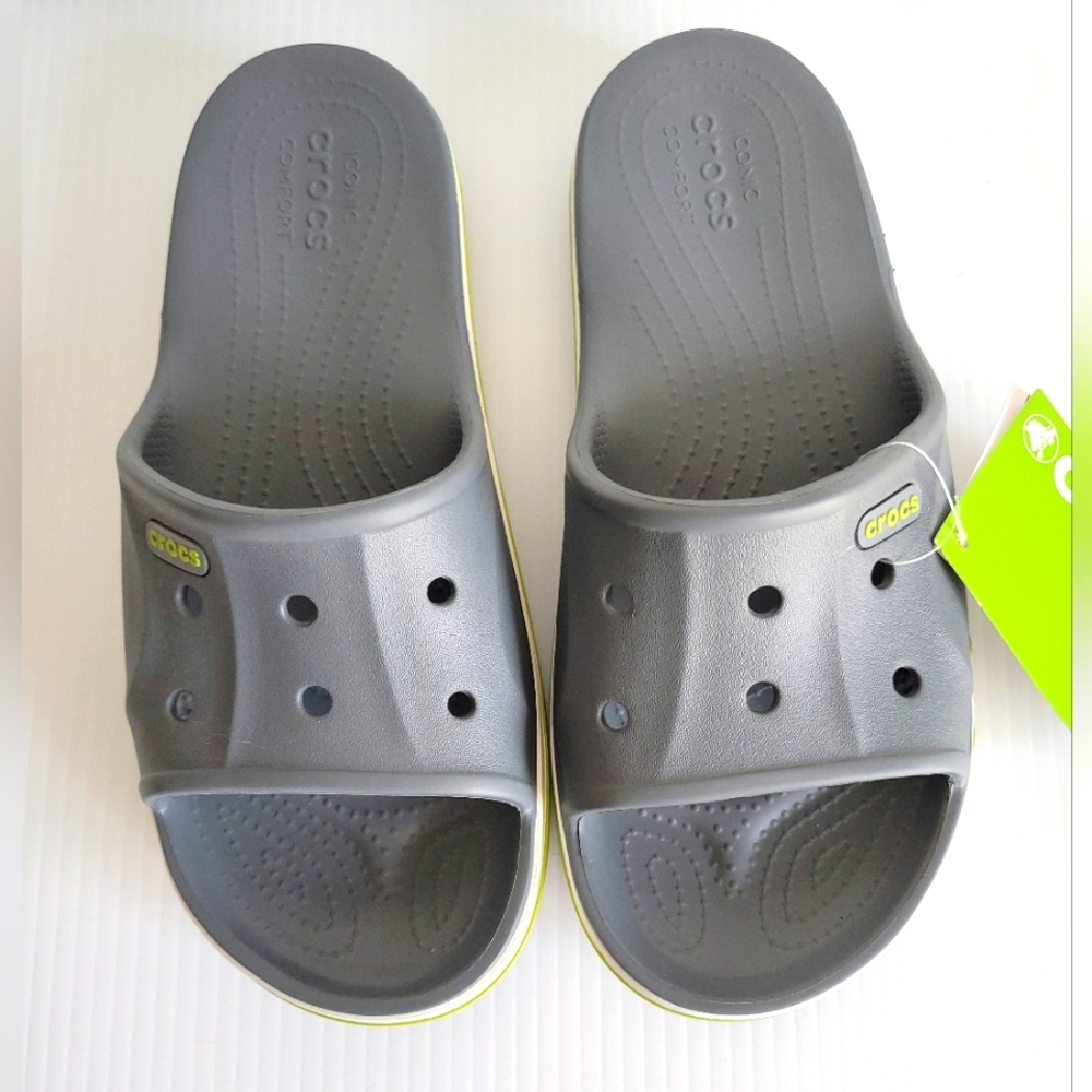 Crocs Unisex- Bayaband Slide Sandals, Gray, Size 8 in Women, Size 6 in Men's